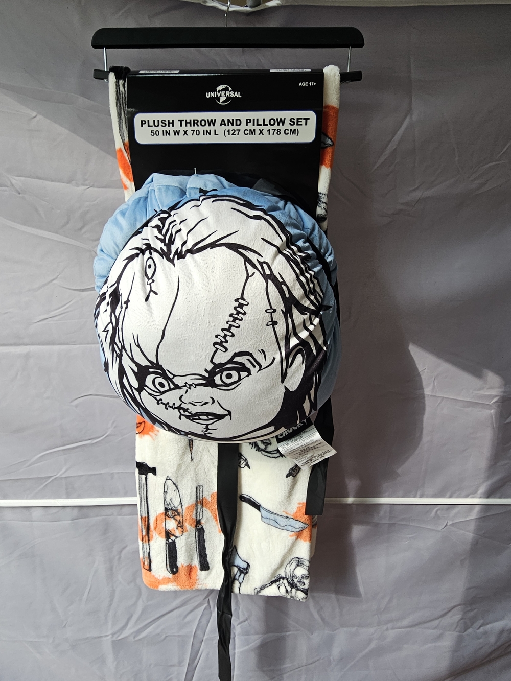 Universal Studios Chucky Plush Throw Blanket Cloud Pillow Set Child's Play 50x70